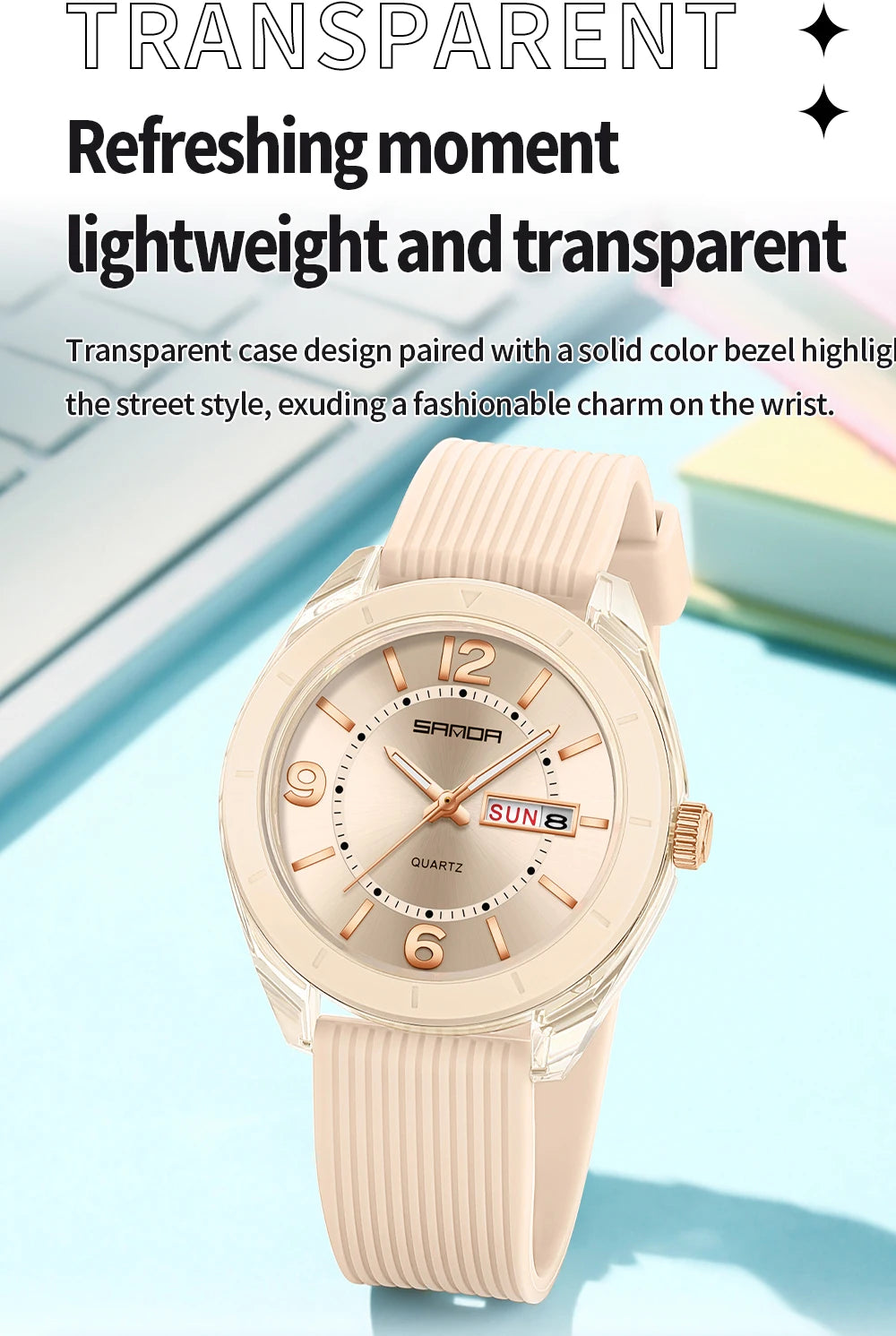 SANDA New 6287 Male And Female Students Leisure Exam Quartz Watch Night Light waterproof Double Calendar Quartz Watch