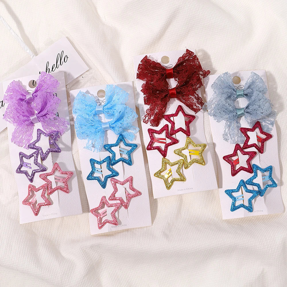Kids Fresh Hair Clip Set Flower Printe Sweet Butterfly Hairpins Children BB Hair Bangs Clips Barrettes Girl Accessories Headwear