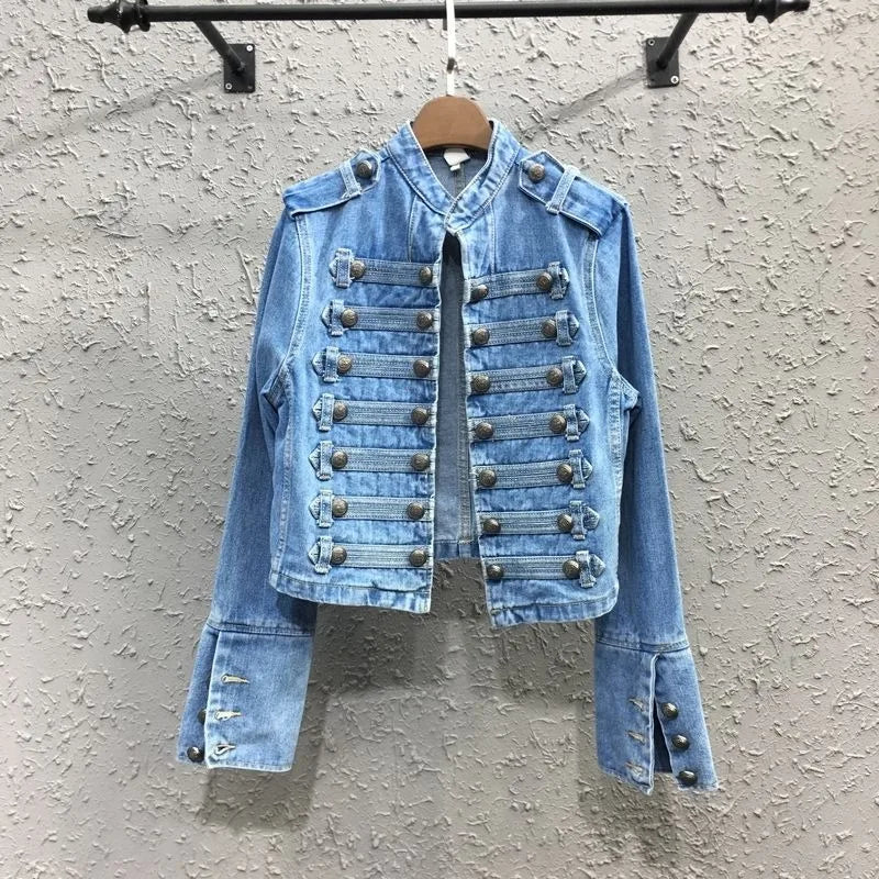 Women's Short Jacket Spring and Autumn New Jacket Top Skinny Stand-up Collar Long-sleeved Denim Fashion Comfort Winter Clothes