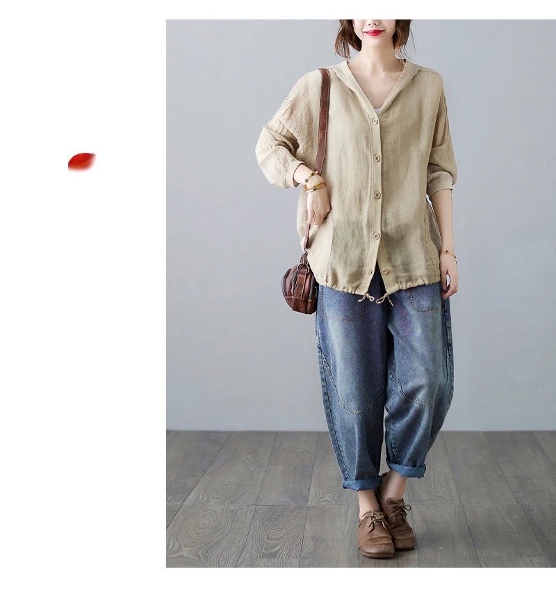 Women Summer Loose Hooded Sunscreen Casual Thin Jackets New Arrival Simple Style Solid Color Female Long Sleeve Hooded Coats