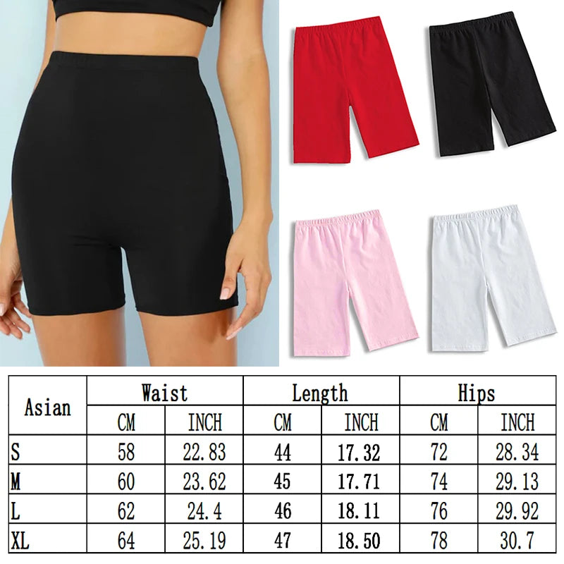 Women Thin Shorts For Summer Fitness High Waist Fashion Cycling Bike Shorts Female Black Slim Knee-Length Bottoms Stretch Shorts