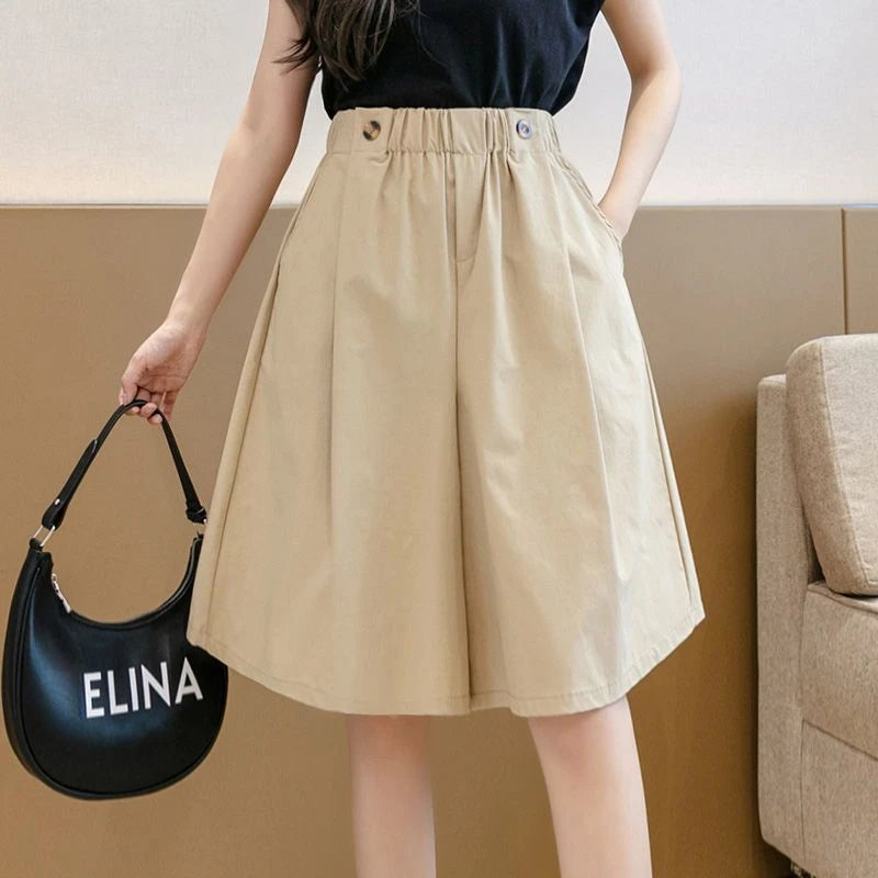 Shorts for Women Culotte Half Wide Knee Length High Waist Skirt Pants Mid Short Woman Bermuda Designer Wholesale Casual Design