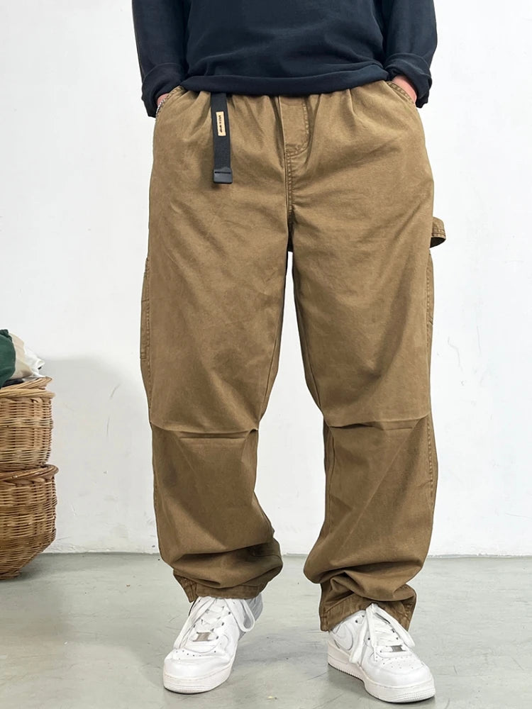 American High Quality Vintage Plus Size Cargo Men Pants Streetwear Baggy Casual Pants Harajuku Trend Straight-Leg Trousers Male