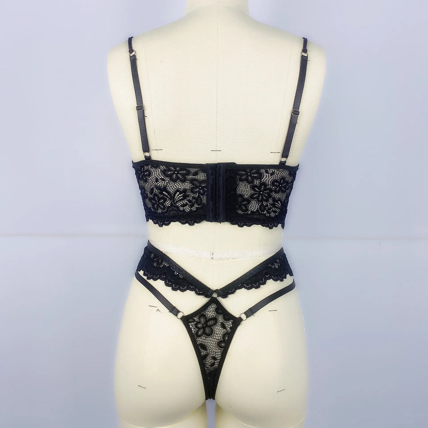 Women 2-Piece Transparent Erotic Underwire Bra Lace Sexy Lingerie Fancy Outfit Romantic Hot Underwear Set Bra And Panty Sets