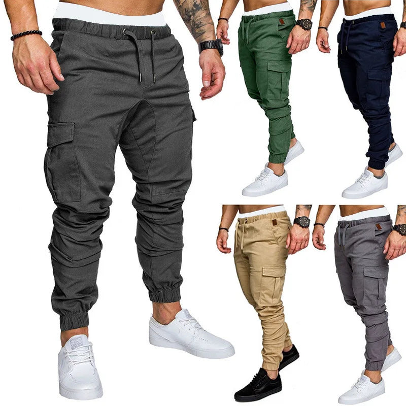 2025 New Male Trousers Mens Joggers Solid Multi-pocket Pants Sweatpants Men Pants Hip Hop Harem Joggers Pants Running men's gym