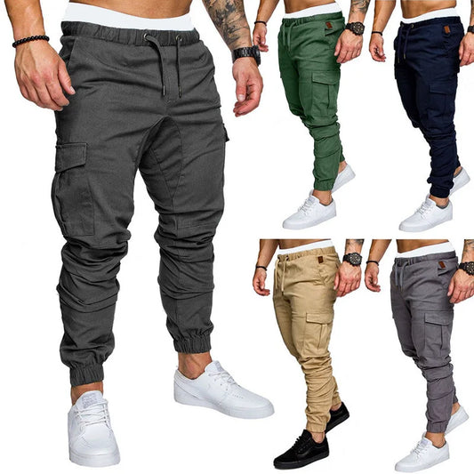 2025 New Male Trousers Mens Joggers Solid Multi-pocket Pants Sweatpants Men Pants Hip Hop Harem Joggers Pants Running men's gym