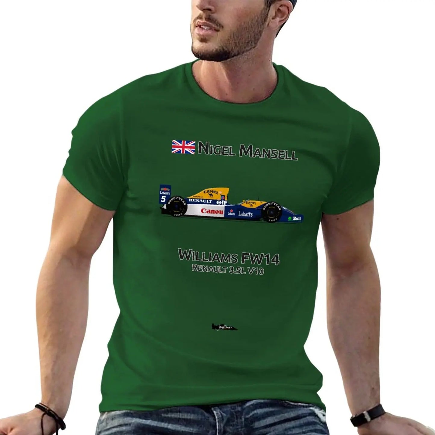 Nigel Mansell - Williams FW14 T-Shirt heavyweight t shirts oversized t shirt big and tall t shirts for men