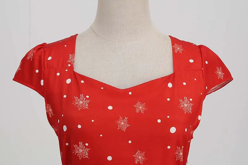 Christmas Dresses for Women Winter Pinup Rockabilly Sexy Cosplay Party Dress Santa Claus Snow Print Cocktail Prom Dress
