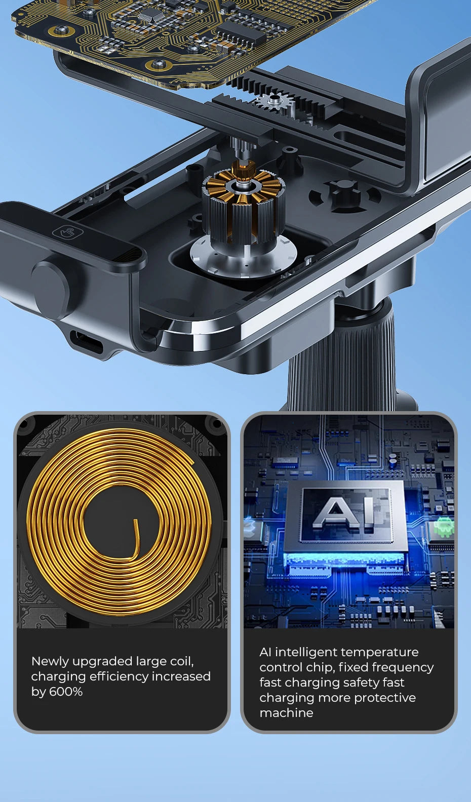 Wireless Car Charger, Fast Charging Phone Holder BothLin 3 in 1 Phone Mount Auto Clamping Car Accessories