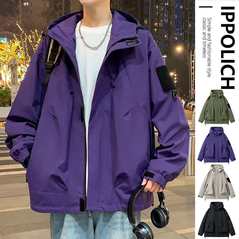 Spring Autumn Casual Jacket Fashion Hiking Men Jackets Men Outdoor Waterproof Windproof Camping Running Hooded Windbreaker Coats