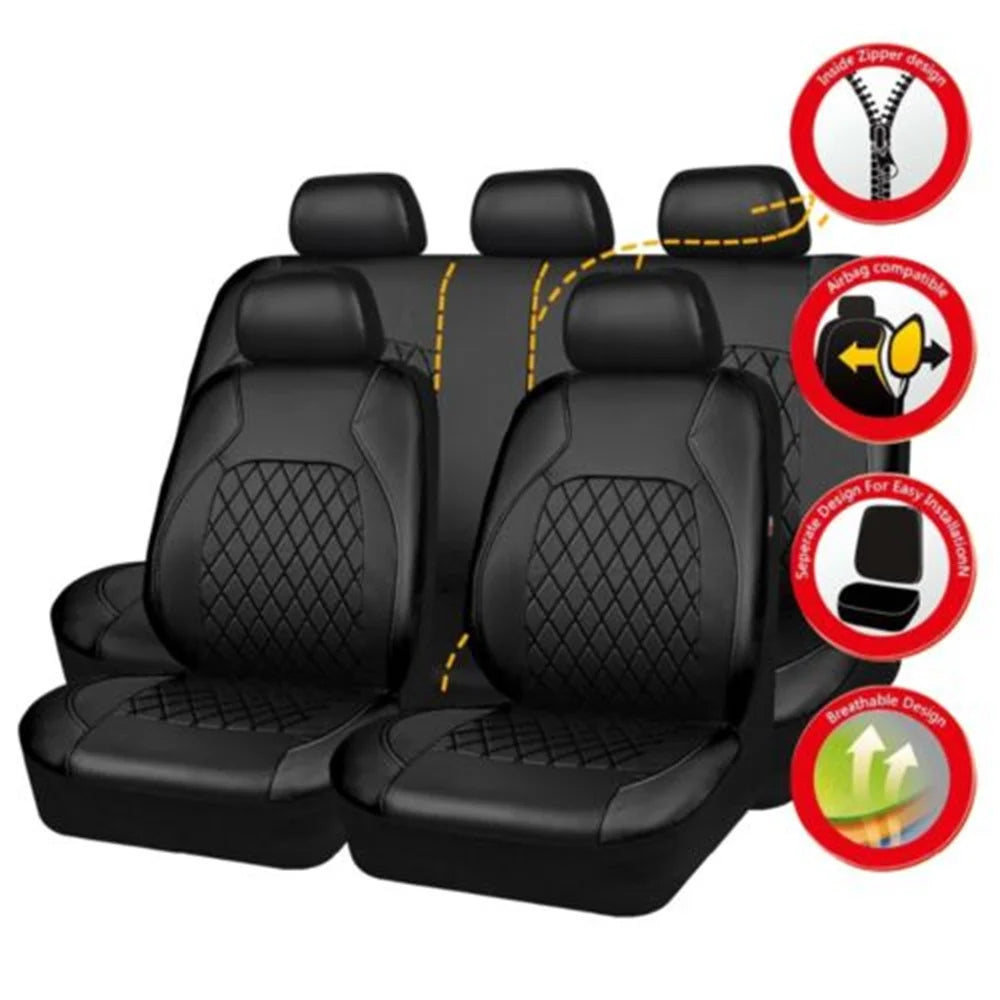 Universal Car Seat Cover PU Leather Car Seat Cushion Full Surround Protective Pad Fits Car Suv Pickup Truck Seat Accessories