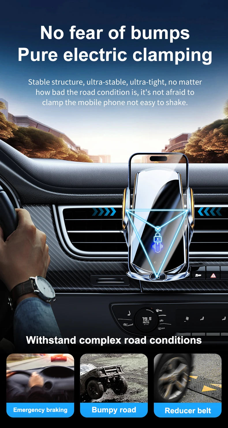 Universal All Mobile Phone Charging Car Phone Holder Wireless Charger Automatic Car Cell Phone Holder Vent Clip Accessories