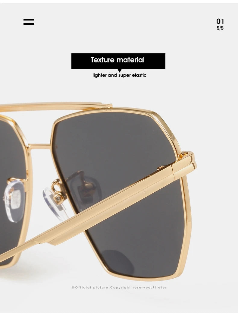 Polarized Sunglasses For Women Men Classic Brand Reflective Lens Square Trendy Sunglasses Woman High Quality Metal UV Protective