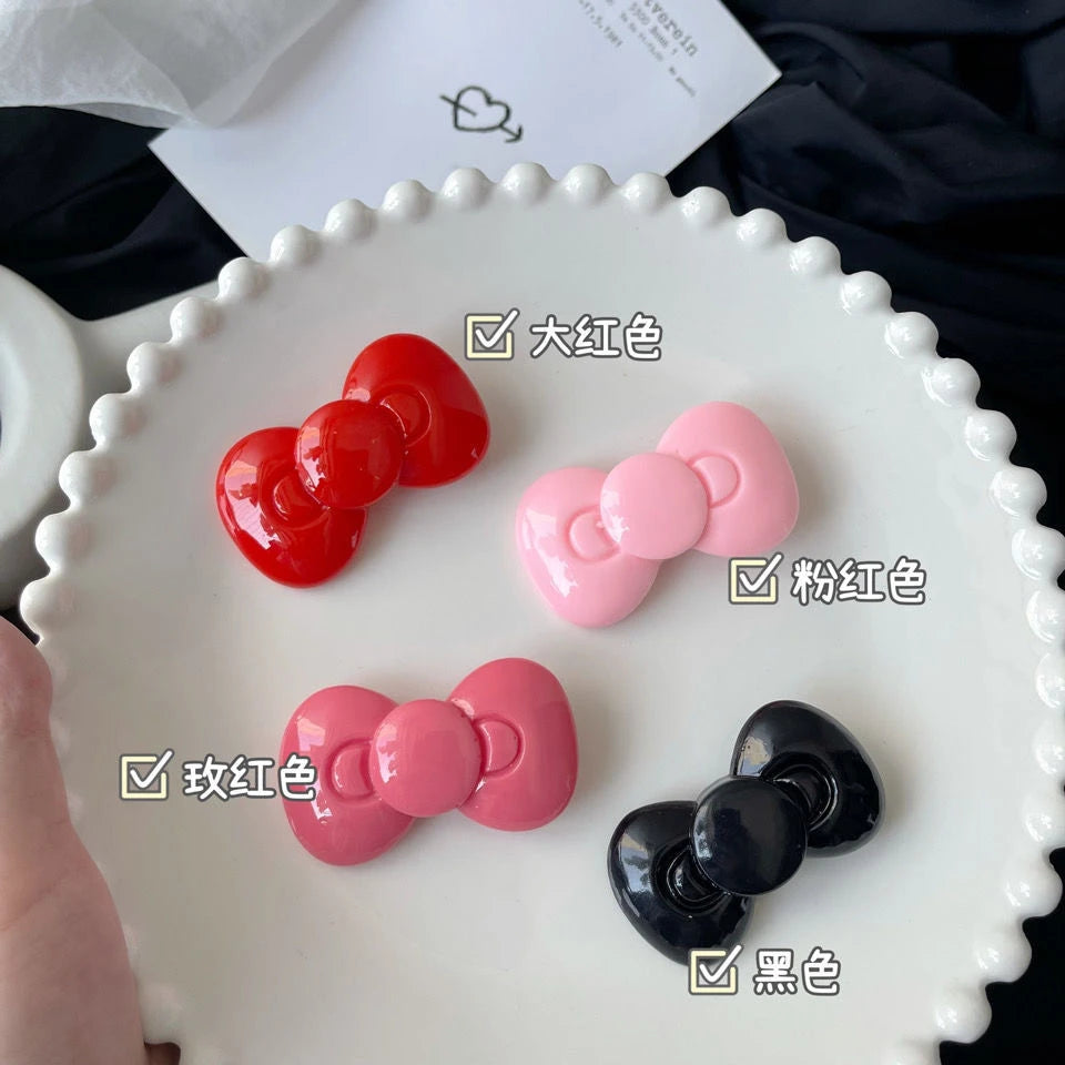 Kawaii Sanrio Bow Hairpin Hello Kittys Hair Accessories Cute Girl Heart Side Clip Bangs Temperament Jewelry Gift Sanrio Hairpin