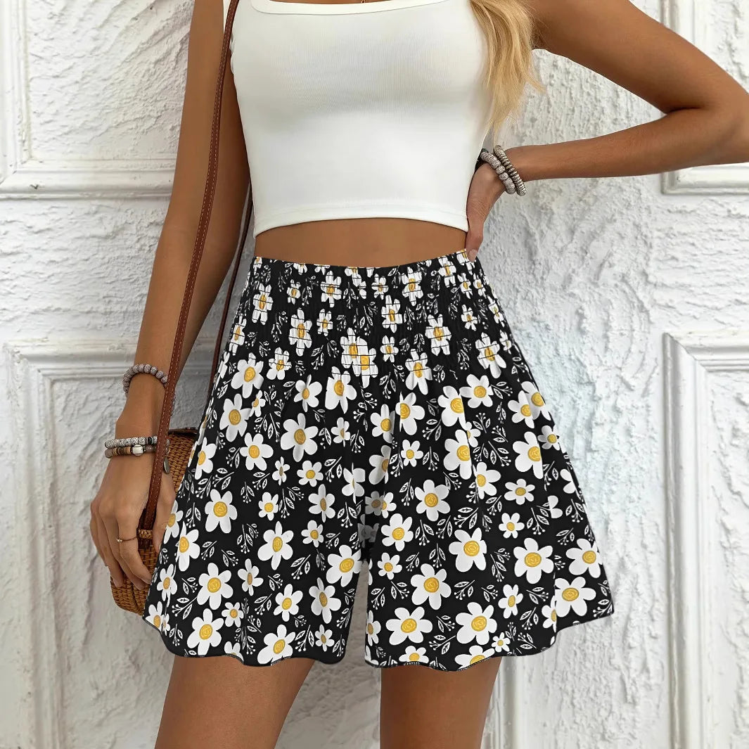 European and American cross-border hot sale floral print shorts women's summer fashion and comfort to wear beach shorts pants