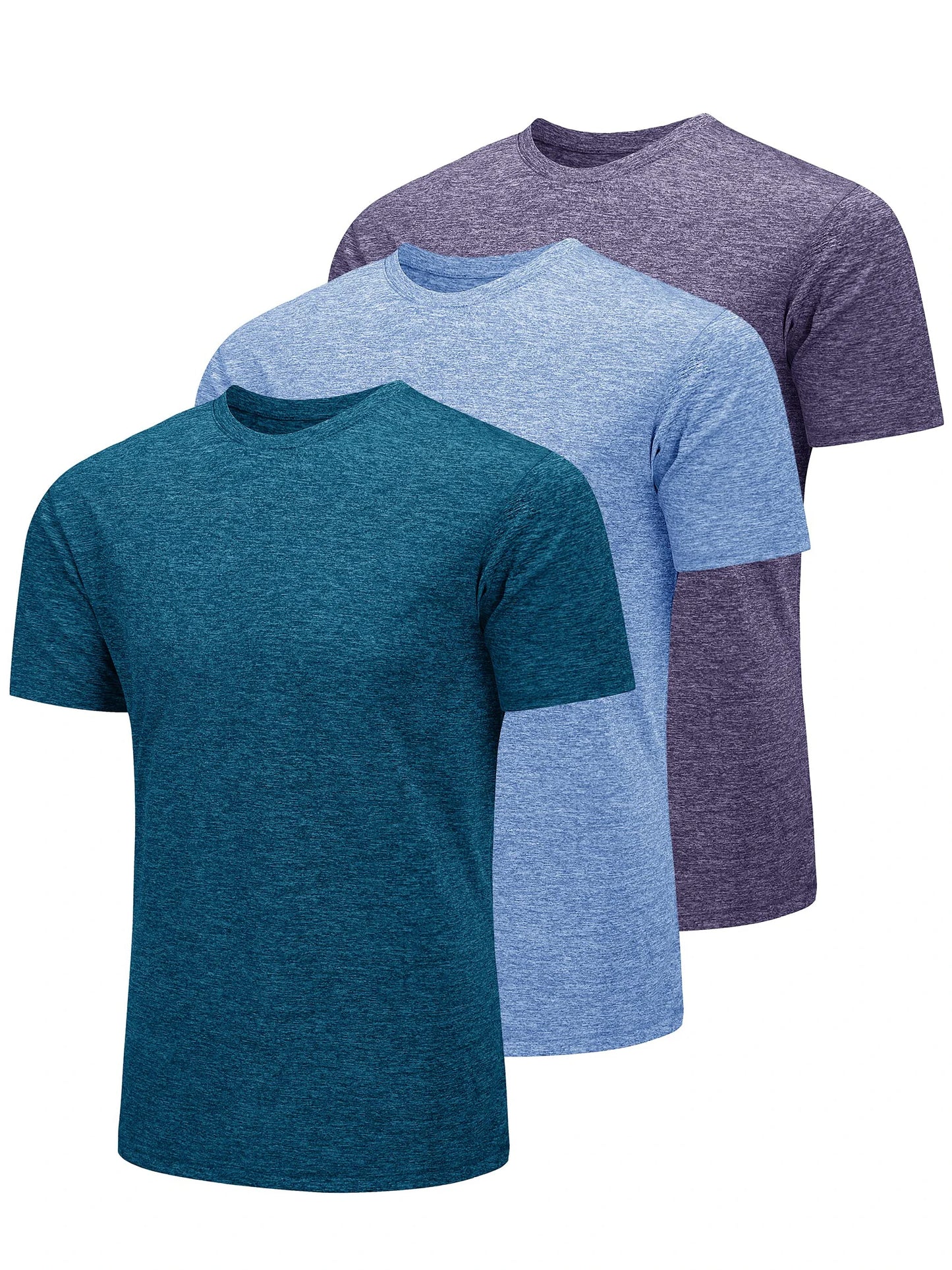 TACVASEN 3 Packs Summer T-shirts Mens Crew Neck Short Sleeve Shirts 3 Pieces/Lot Moisture Wicking Quick Dry Casual Tees Gym Tops