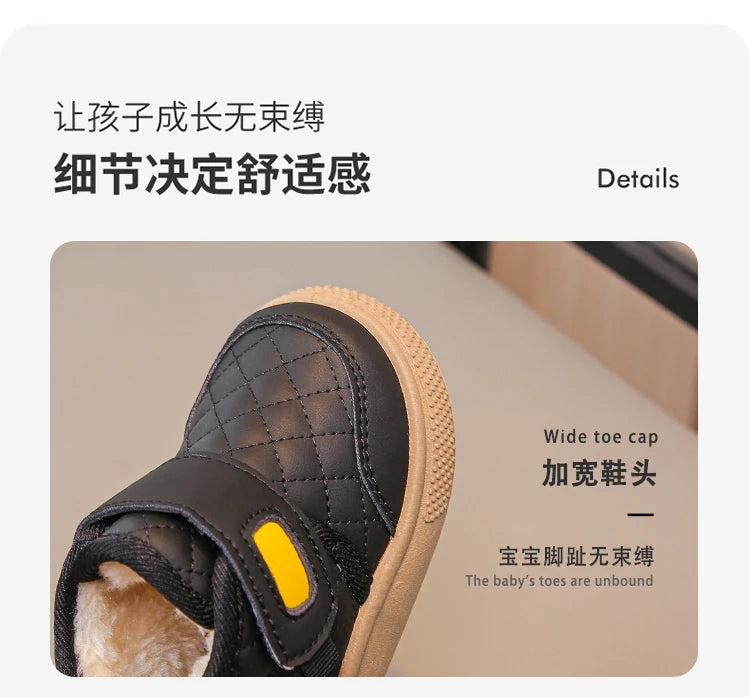 Kids'Casual Shoes Ankle Boots PU Leather Water-Resistant Winter Shoes For Children Anti-slip Warm Pink Black Shoes Size 21-31