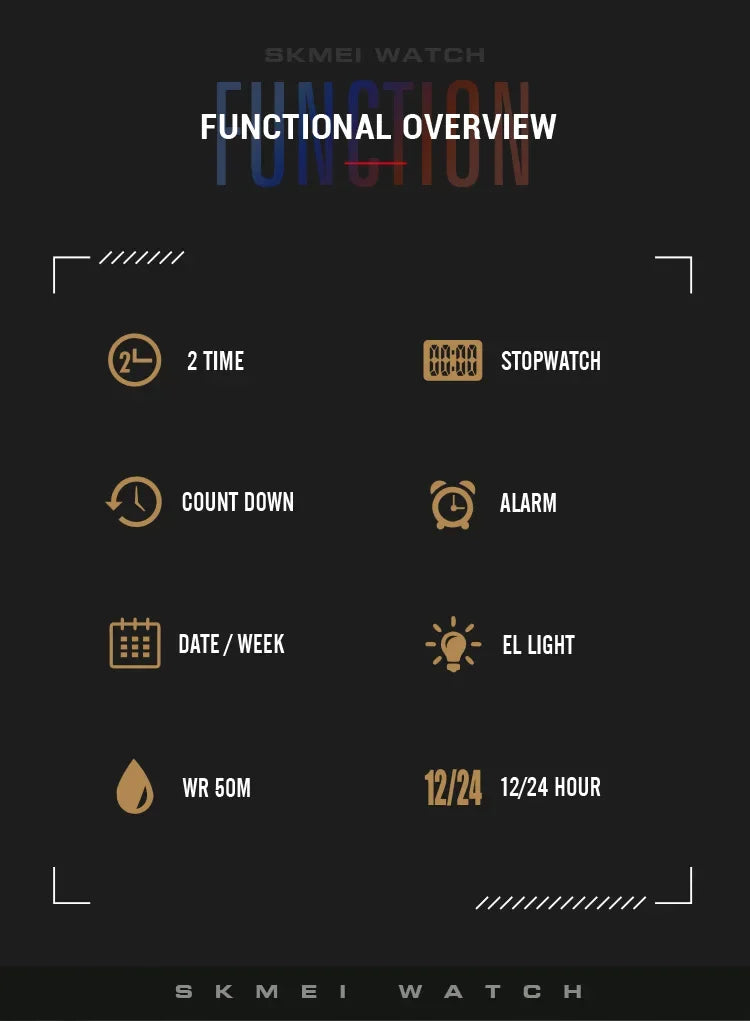 SKMEI 2126 Digital Countdown Sports Watches for Men LED Display Waterproof Stopwatch Mens Wristwatch Alarm Clock montre homme