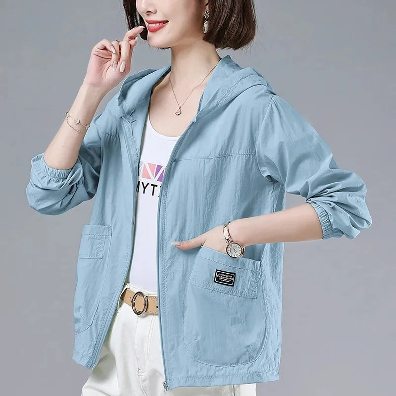 2025 New Summer Women Jacket Waterproof Sun Protection Clothes Thin Lightweight Jacket Women Quick Dry Sport Coat Windbreaker