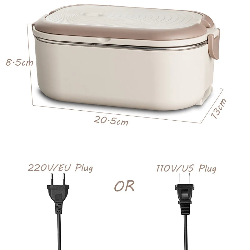 220V 110V Electric Lunch Box Stainless Steel Food Warmer Heating Bento Box 1L EU US Plug School Office Thermostatic Heater 18W