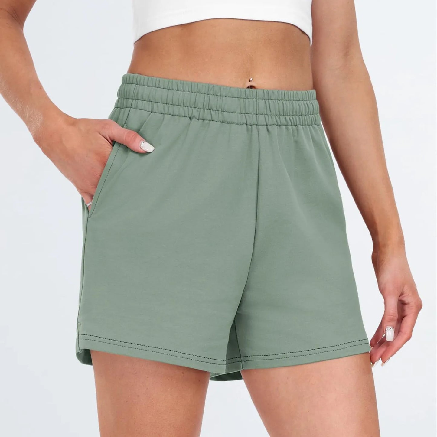 Women's Shorts Casual Summer Comfy Elastic High Waist Running Shorts With Pockets pantalones de mujer 바지 2024 한국인 후기 많은 옷