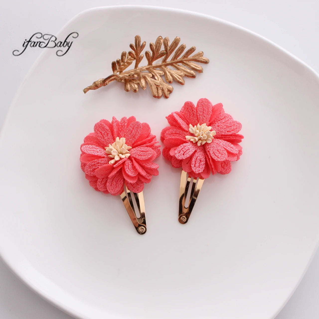 Fashion Flower BB Hair Clips Pin Headwear For Baby Kids Girl Hair Accessories 2 PCS/SET