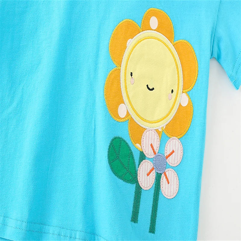 Jumping Meters 2-7T Girls Clothing Sets Kids Suits 2 Pcs  Tops + Leggings Baby Clothes Summer Short Sleeve Kids  Wear Outfits