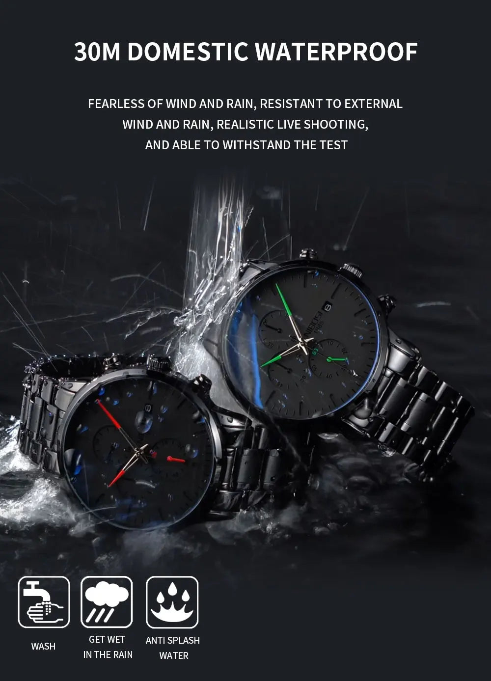 NIBOSI Men's Watches Analog Minimalist Black Dial Watch for Men Business Chronograph Military Casual Wristwatch Stainless Clock