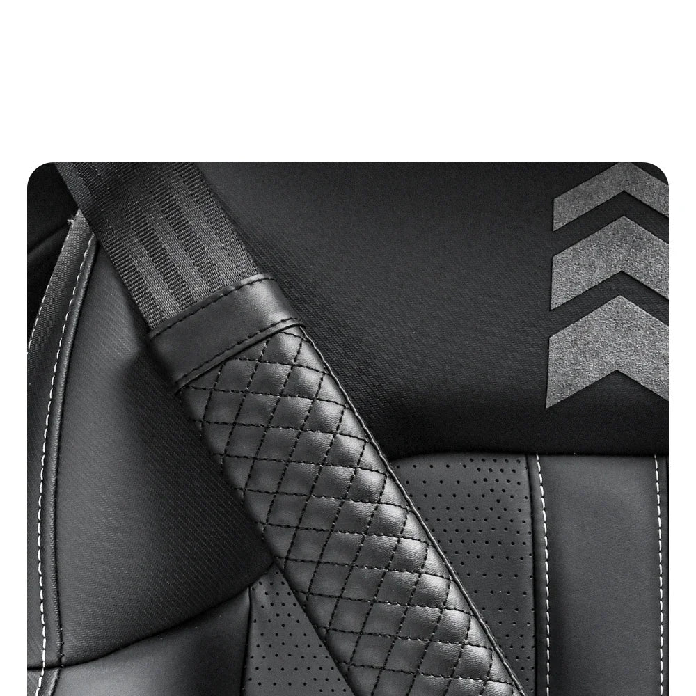 Leather Car Seat Belt Shoulder Cover Embroidery Wear-resistant Non-slip Leather Safety Cover Car Interior Decoration Products
