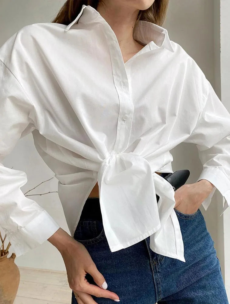 100% Cotton Shirts for Women 2025 Casual Loose Fashion Long Sleeve White Shirt Single Breasted Design Elegant Blouse for Women