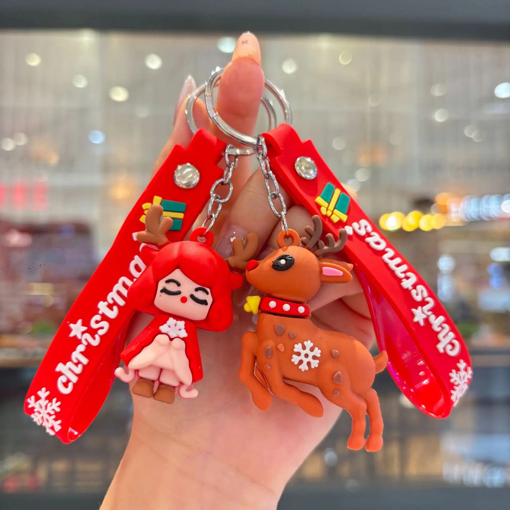 Christmas Gift 2025 Cute Santa Keychain Cartoon Pendant for Bag Car Keys Decor Stocking Stuffer for Kids Children Daughter Son