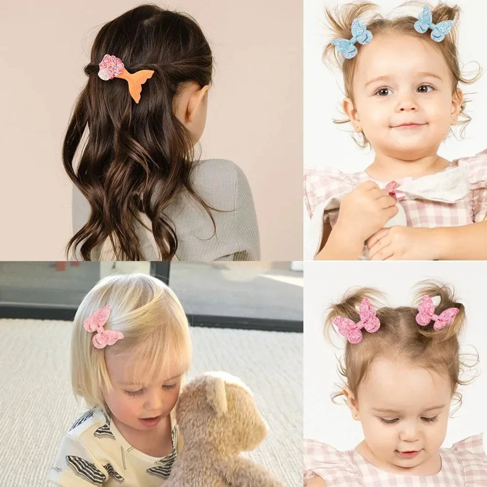 Kids Fresh Hair Clip Set Flower Printe Sweet Butterfly Hairpins Children BB Hair Bangs Clips Barrettes Girl Accessories Headwear