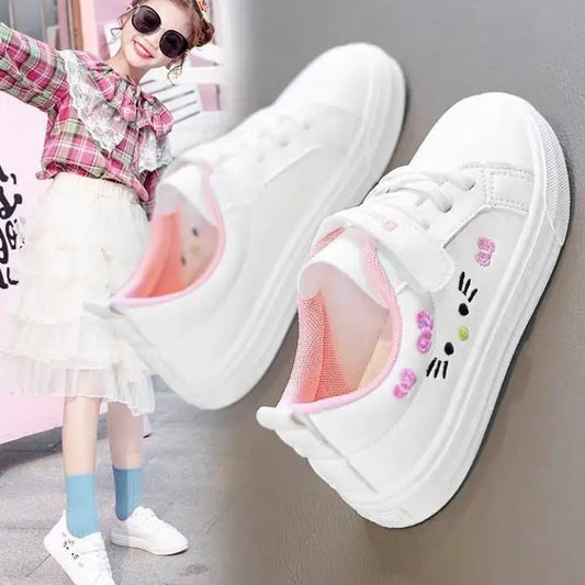 Kids White Sneakers 2025 Fall Slip Resistant Durable Spring Autumn Shoes for Girls 4-16 Years Old Fashion Casual Sports Shoes