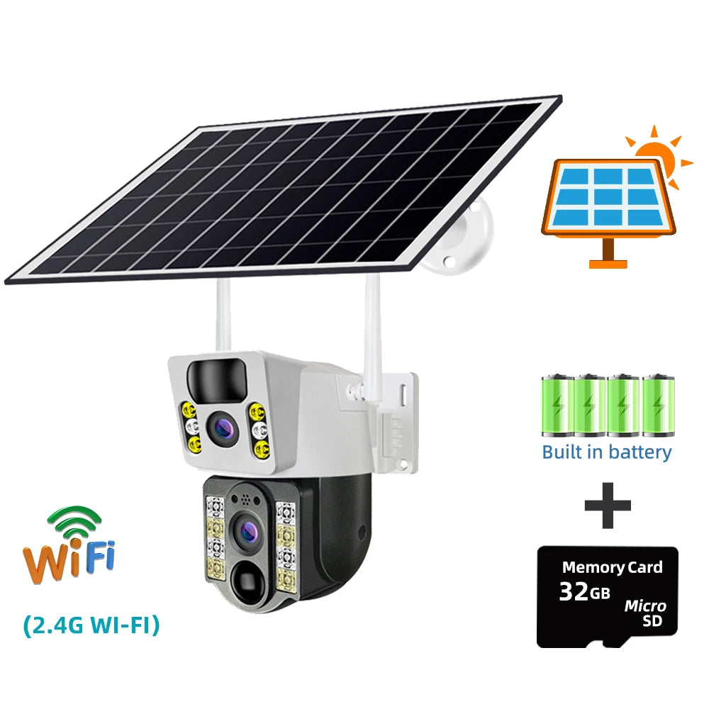4K Solar Security Camera Outdoor Wireless 360° PTZ AI Human Detection IP66 Waterproof 8000mAh
