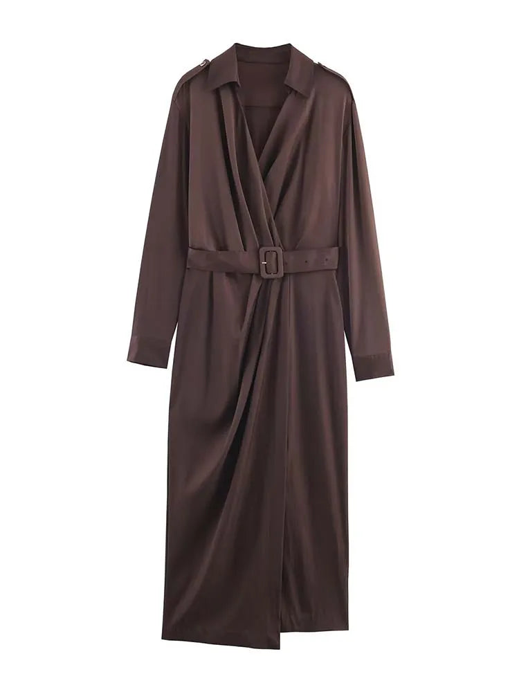 Women Leisure Dress 2025 Women Spring Autumn Fall New Fashion long sleeves With Belt Dresses Women Elegant Party Dress Dress