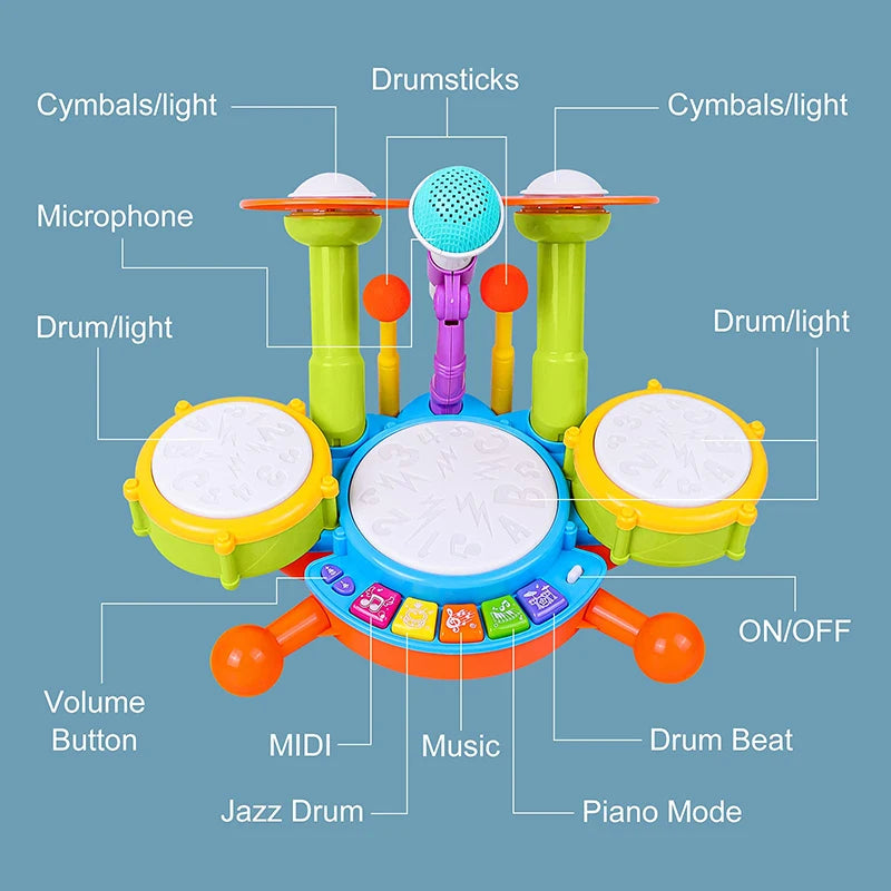 Kids Jazz Drum Musical Toys Set Toddler Baby Percussion Drum Instruments Montessori Toys for Toddlers Early Educational Toy Gift
