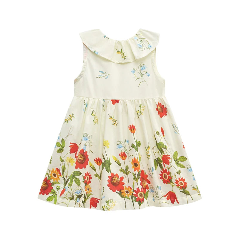 Little Maven 2024 New Kids Clothes Summer Dress Baby Girls Clothes Cartoon Flowers Dresses Children's Clothing Vestidos Cotton