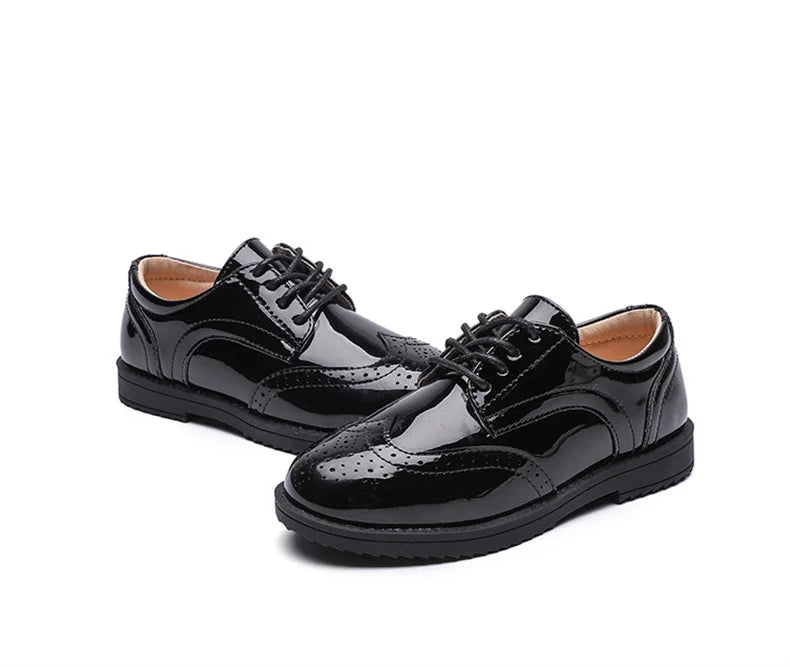 Kids Shoes For Boys Genuine Leather Shoes For Kids Wedding School Show Dress Flats Light Classic Black Children Loafer Moccasins