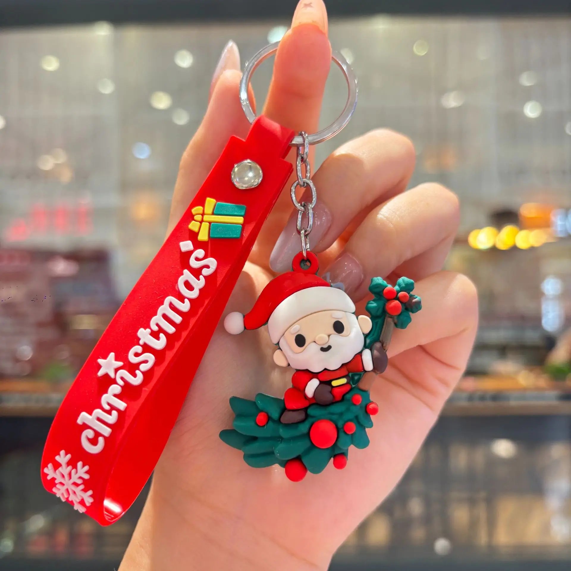 Christmas Gift 2025 Cute Santa Keychain Cartoon Pendant for Bag Car Keys Decor Stocking Stuffer for Kids Children Daughter Son