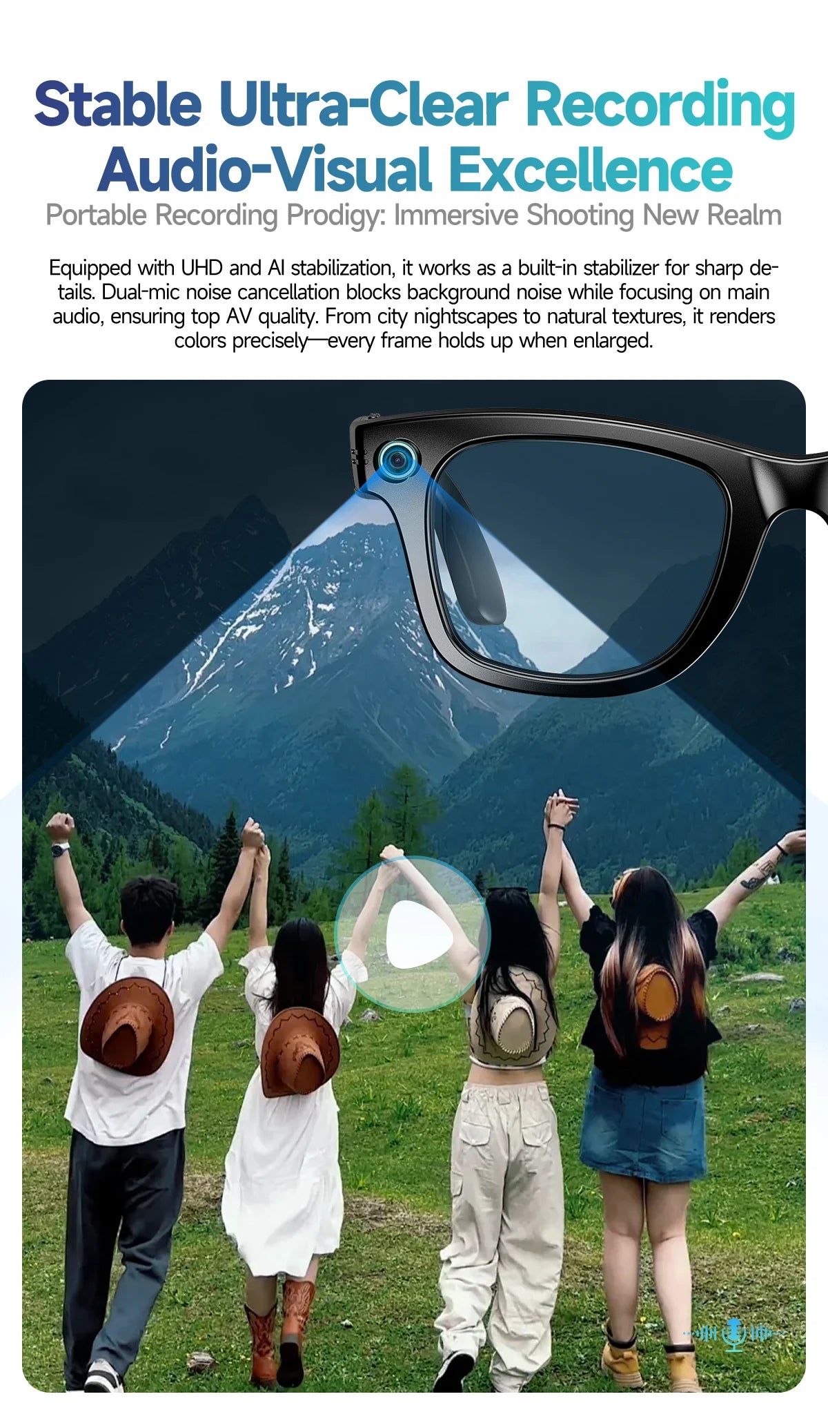LIGE New Camera SunGlasses 800w Pixel Camera Recording Noise Reduction Ai Recognition Translation Anti Blue Light Smart Glasses