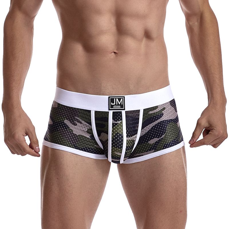 Sexy Underwear Men Boxer Briefs Cueca Gay Male Panties Mesh Camouflage Fashion Men Under Wear Lingerie Underpants Pouch Shorts