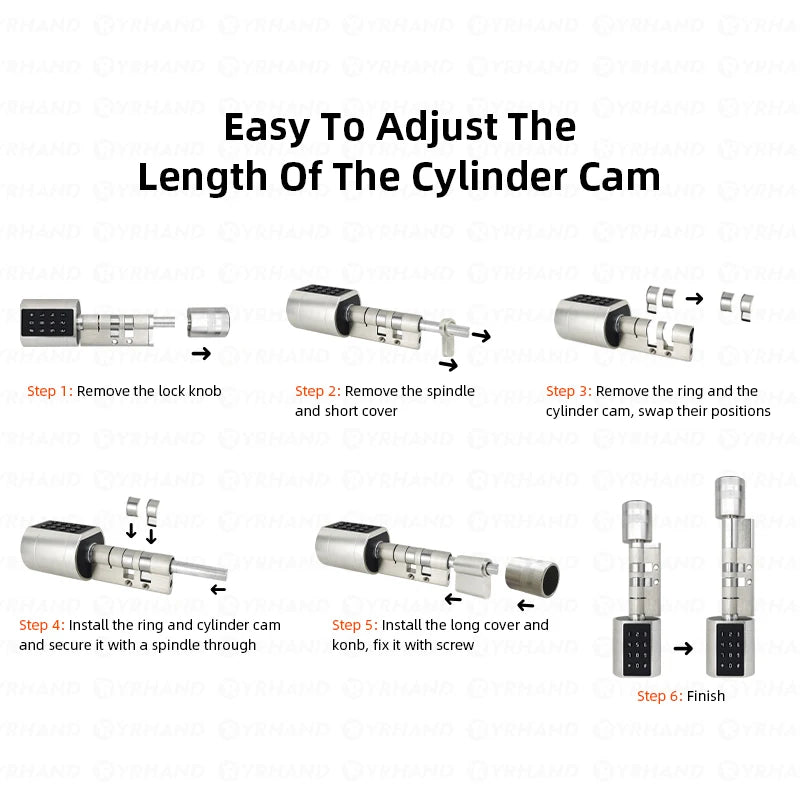 Smart Euro Cylindrical Door Lock ttlock app Keyless Security Entry Mechanical Key Waterproof fingerprint door lock For home