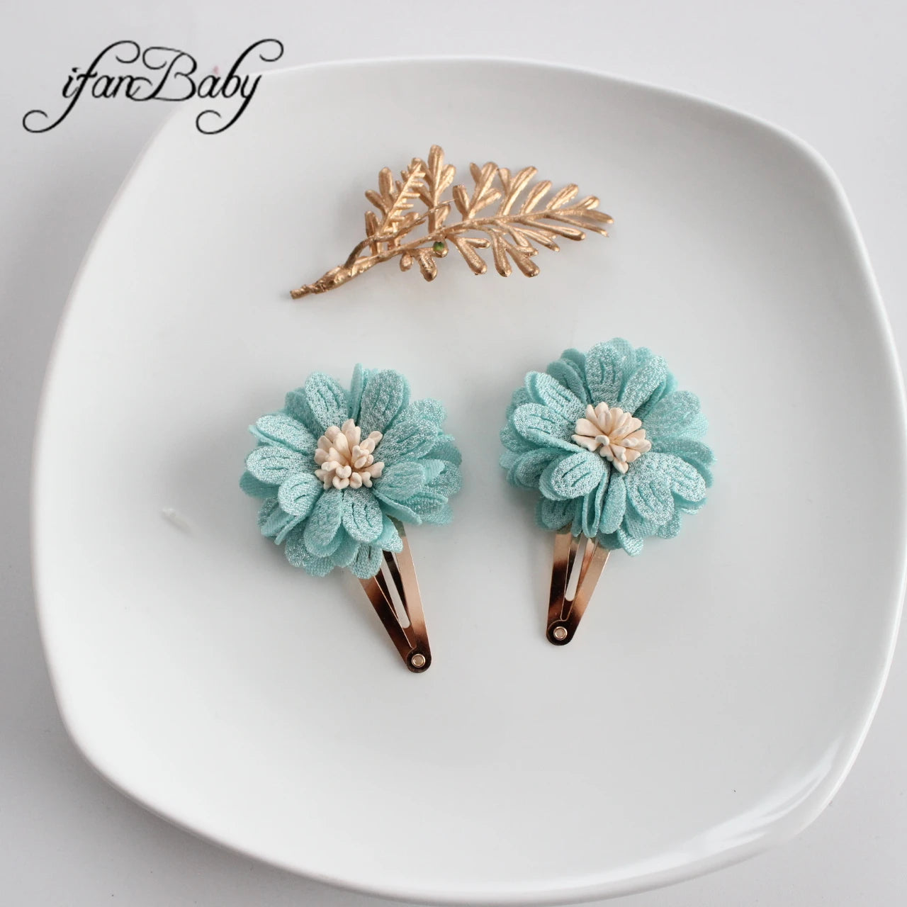 Fashion Flower BB Hair Clips Pin Headwear For Baby Kids Girl Hair Accessories 2 PCS/SET