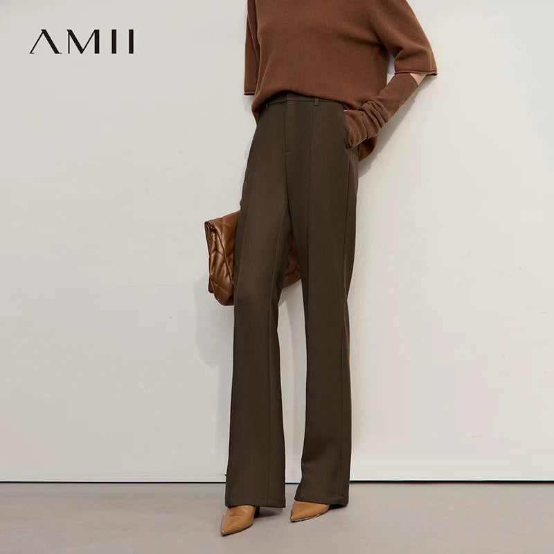 Amii Minimalist Women Pants 2025 Winter New Commuting Versatile Woman Clothes Casual Solid Color Straight Trousers 12544139