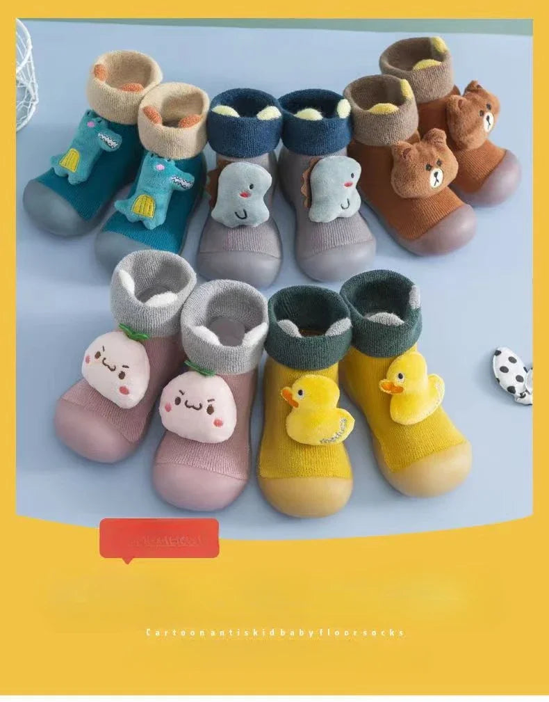 Baby Soft-soled Boys and Girls Walking Shoes Padded Non-slip High-top Fall and Winter Socks Shoes Floor Shoes 1-3 Years Old