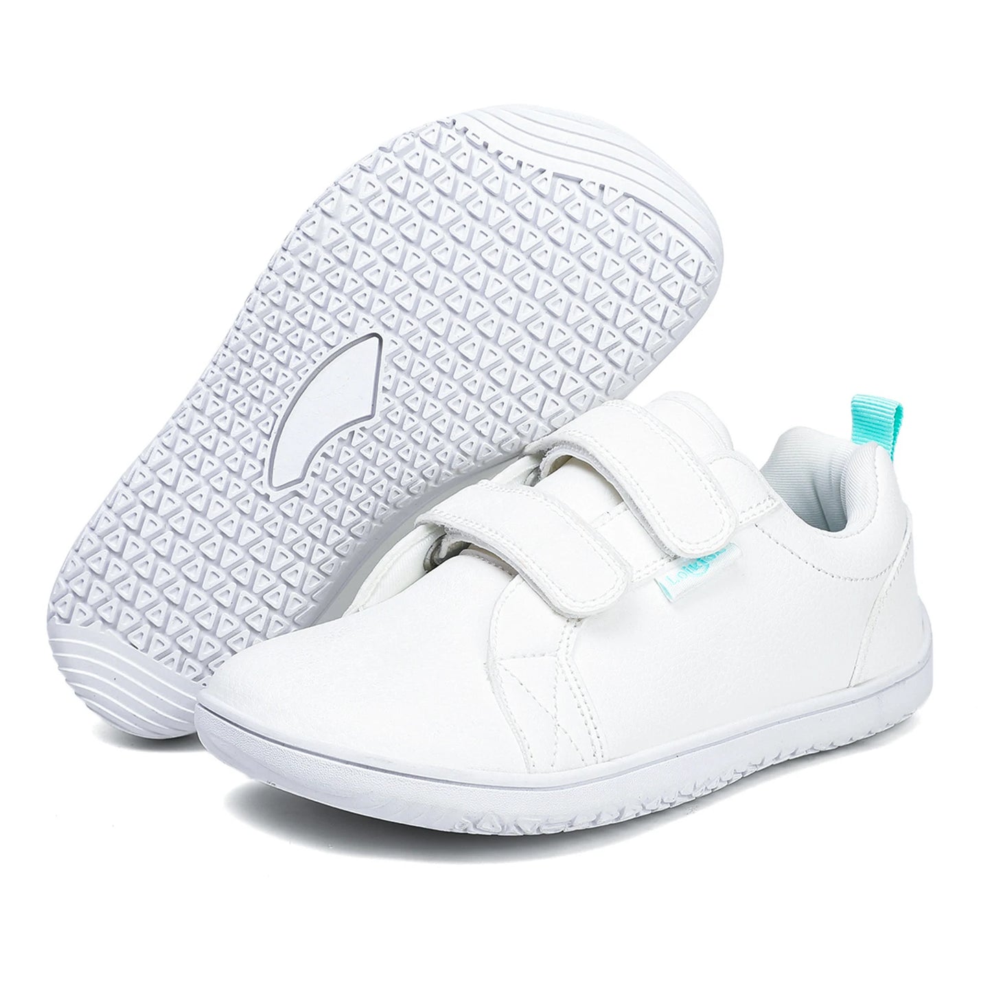 Kids Barefoot Shoes Boys Girls Wide Toe Minimalist Fashion Sneakers Lightweight Hook Loop Artificial Leather Walking Flats