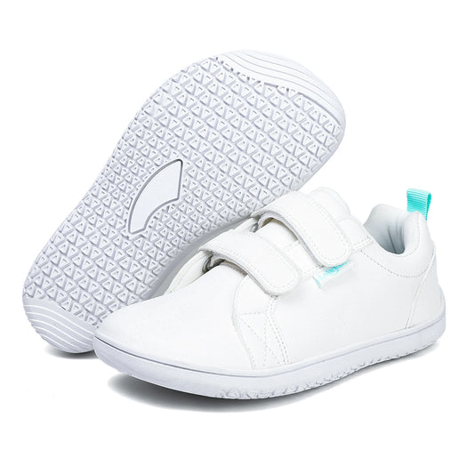 Kids Barefoot Shoes Boys Girls Wide Toe Minimalist Fashion Sneakers Lightweight Hook Loop Artificial Leather Walking Flats