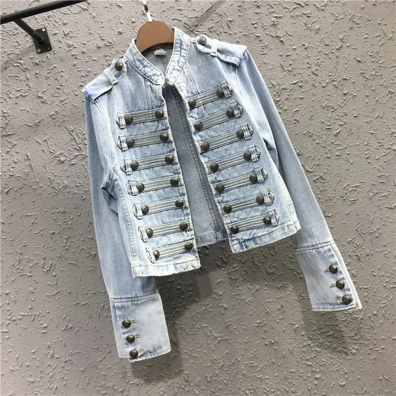 Women's Short Jacket Spring and Autumn New Jacket Top Skinny Stand-up Collar Long-sleeved Denim Fashion Comfort Winter Clothes