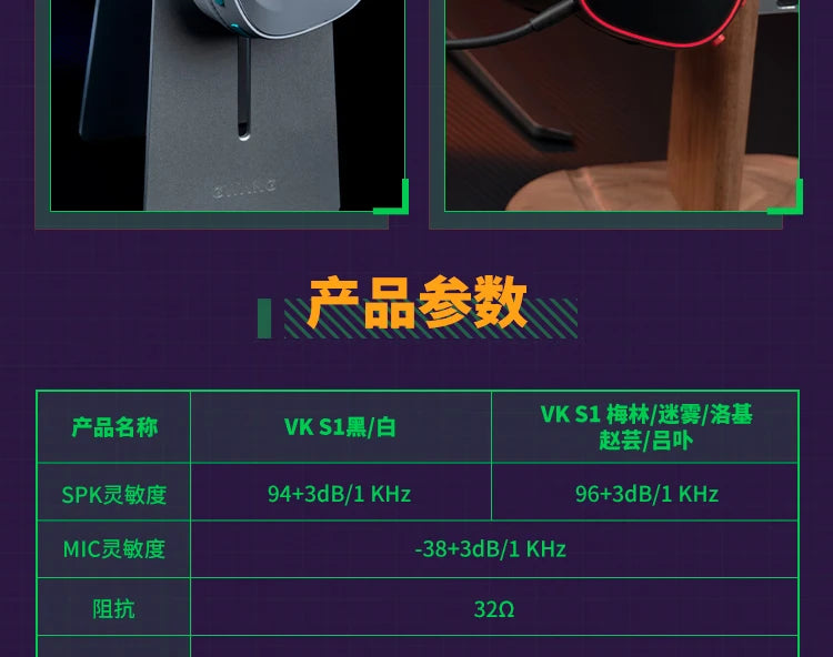 VALKYRIE VK S1 Gaming Headset Wireless Triple-Mode Detachable Microphone 15ms Ultra-low Latency Customized Gaming Headphones