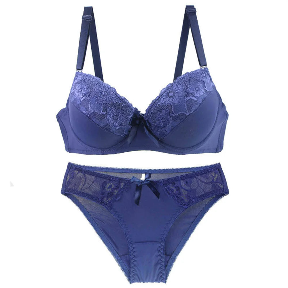 BCHRAYIUP Women's Sexy Underwire Padded Bra Set Plunge Full Cup Lingerie Panties Bra Set 32 34 36 38 40 42 44 46 A B C D E F